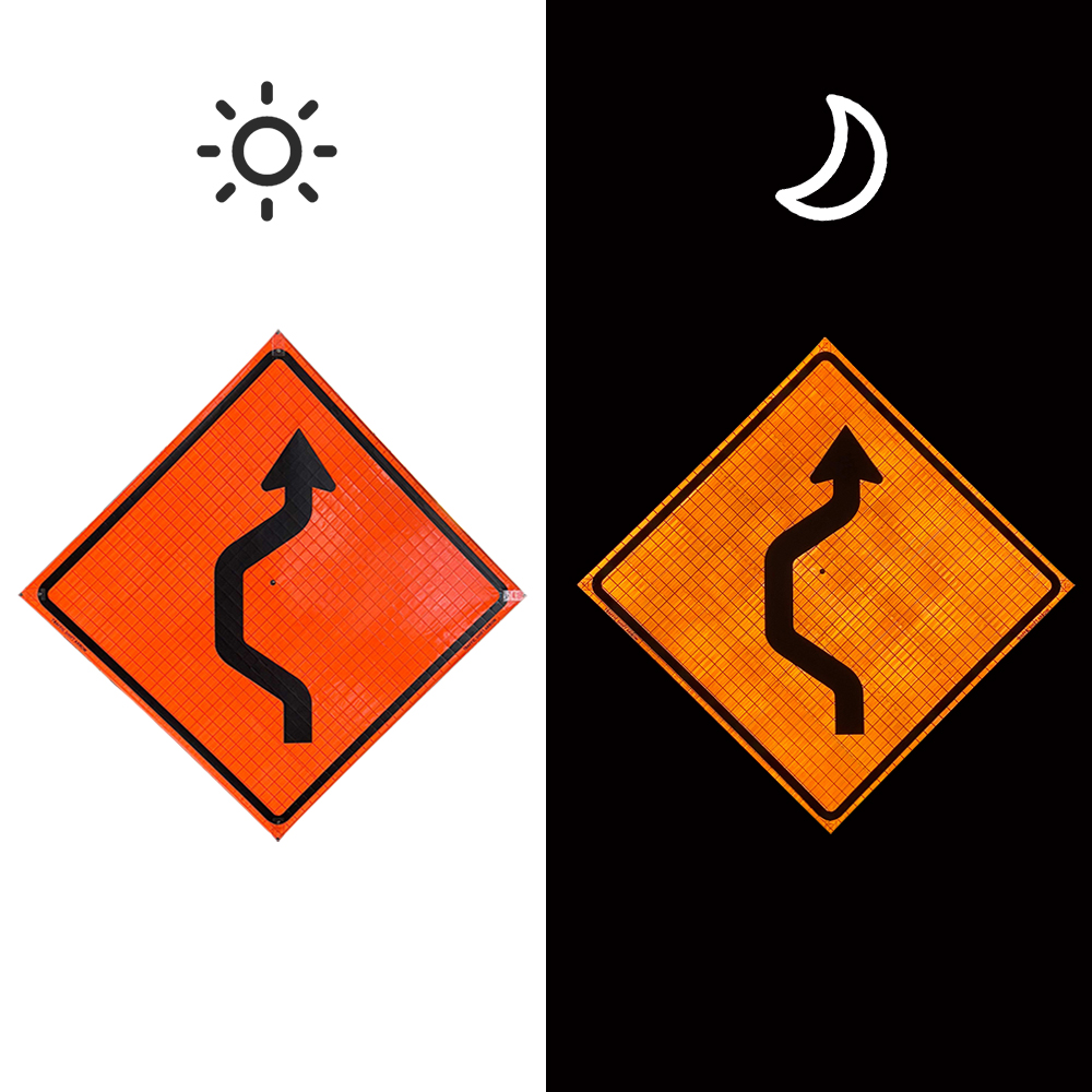 48 Inch Traffic Shift Arrow Roll Up Reflective Traffic Sign - 